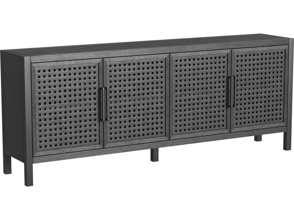 Pentak 76-Inch Mango Wood 4-Door Sideboard in Matte Black