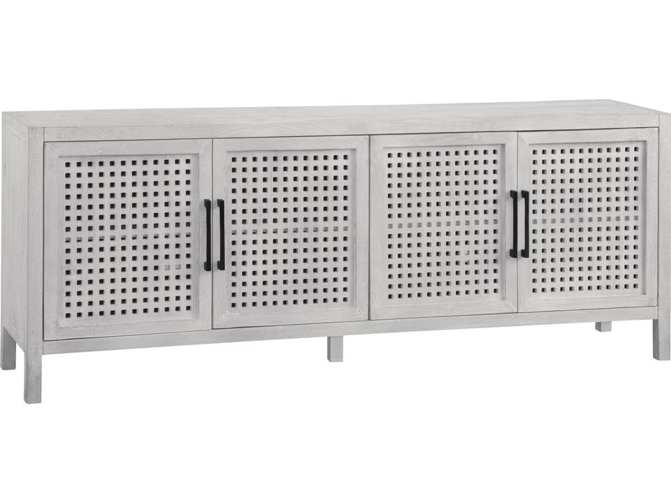 Pentak 76-Inch 4-Door Modern Coastal Sideboard in White Wash Mango Wood