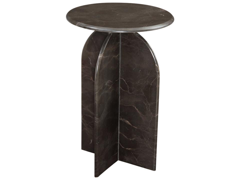 Abbey Brown Round Marble Accent Table