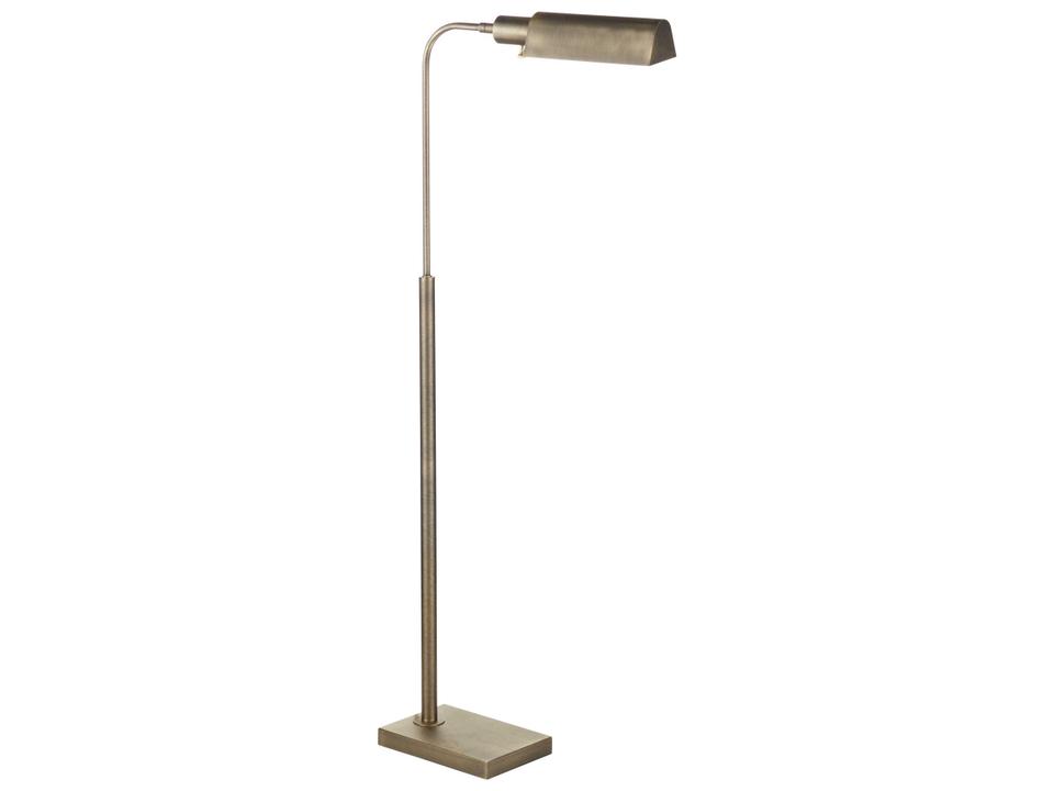 Clatsop Floor Lamp in Antique Brass with Metal Shade
