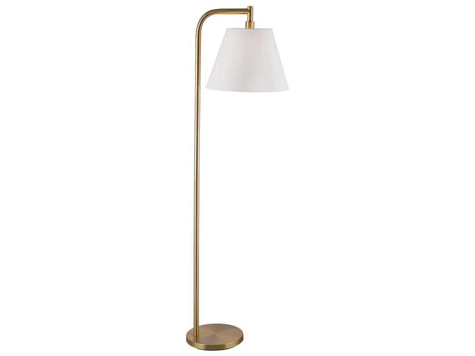 Telfair Gold Floor Lamp with White Tapered Drum Shade