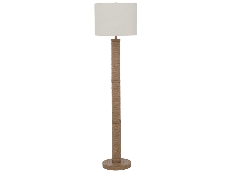 Chester Floor Lamp with Rope Detailing and Linen Drum Shade in Natural