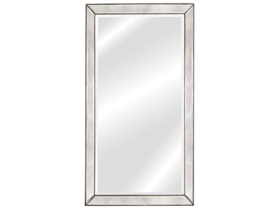Beaded Rectangular Floor Mirror in Antique Silver