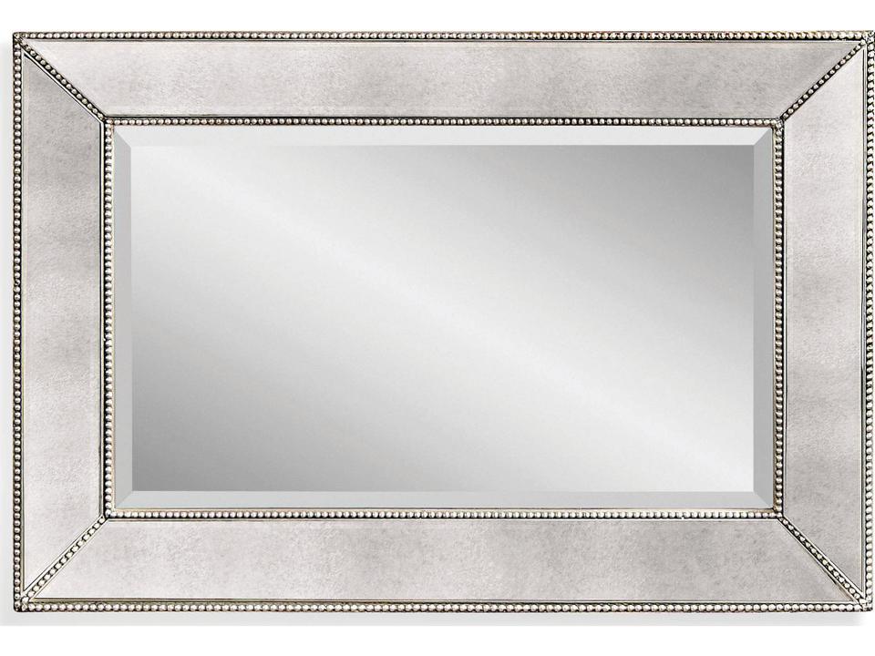Hollywood Glam Beaded Rectangular Wall Mirror in Antique Mirror Finish