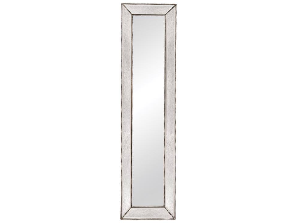 Beaded Rectangular Floor Mirror in Silverleaf