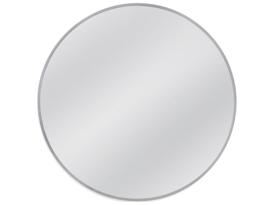 Portia 40-Inch Round Wall Mirror in Brushed Silver