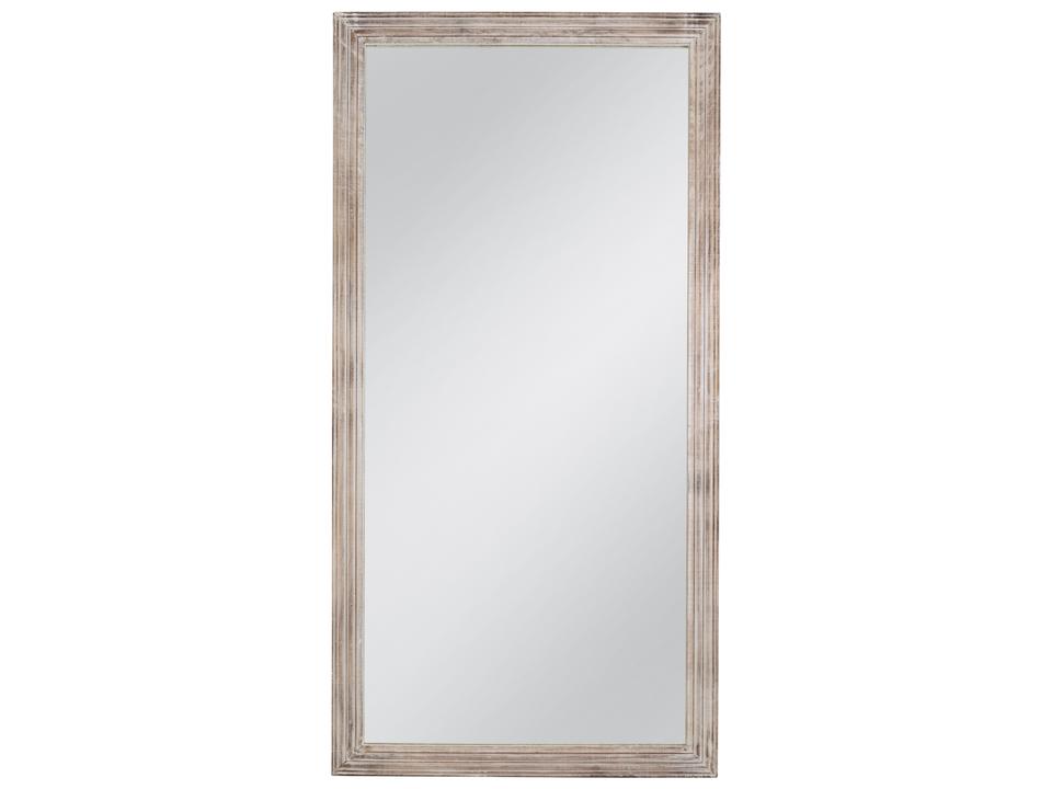 Pangea Rectangle Floor Mirror in White with Gold Touch