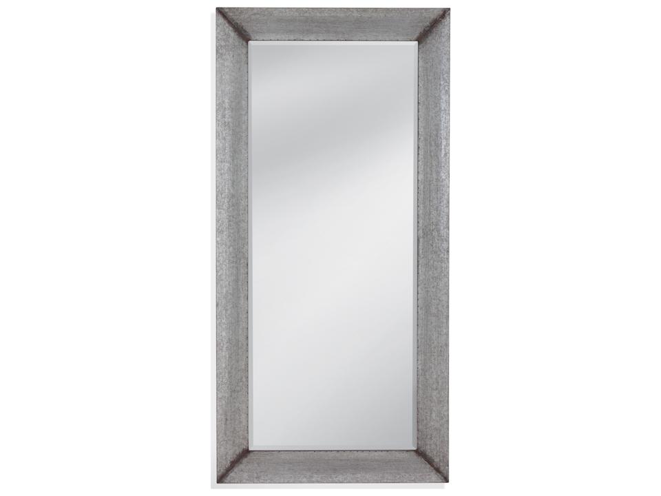 Manny Rectangular Floor Mirror with Distressed Silver Frame