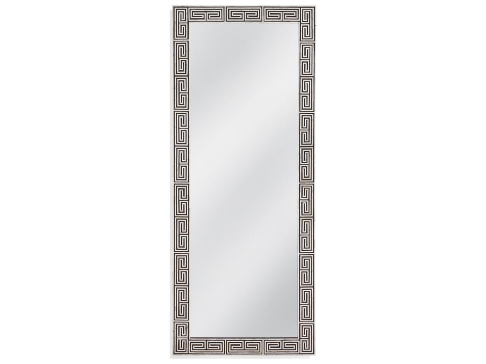Newton Floor Mirror Bone and Black Greek Key Design