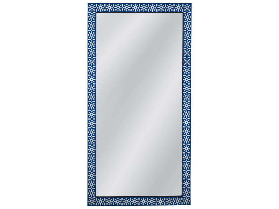 Kamal Rectangular Floor Mirror in Blue and Ivory