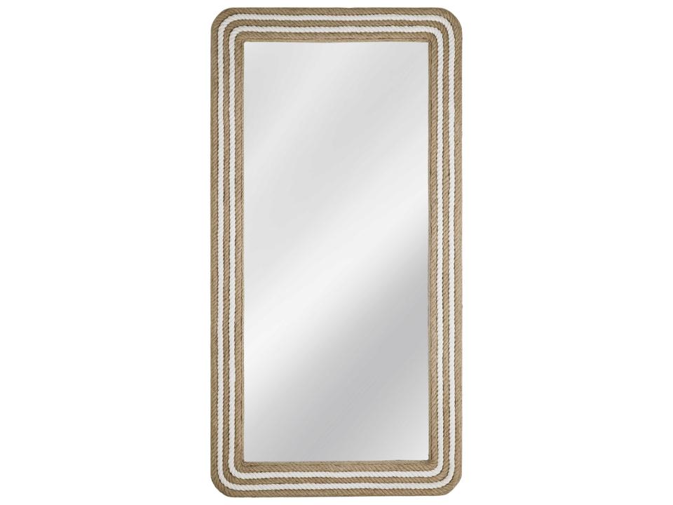 Kiko Coastal Rectangular Floor Mirror with Natural and White Rope Frame