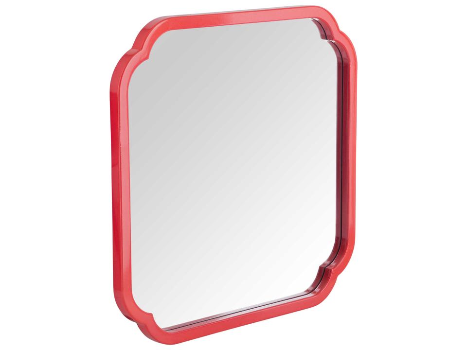 Flora Square Wall Mirror in Magenta Lacquer Finish