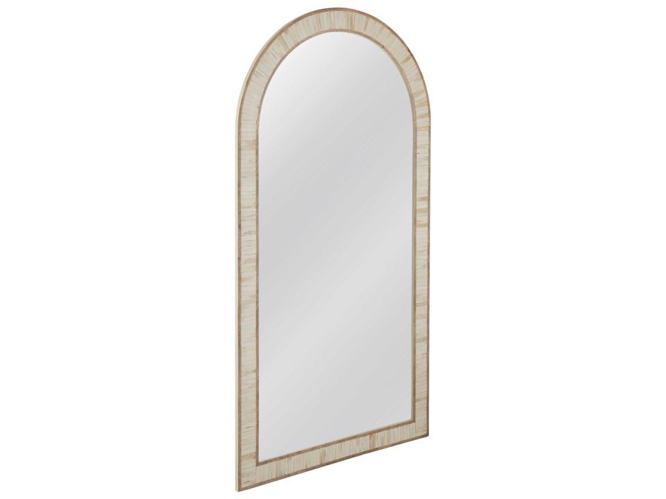 Halsey Arched Floor Mirror in Cream and Natural Bone