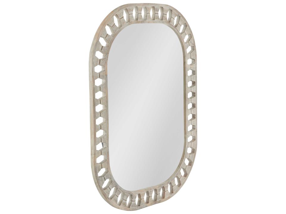 Enya White Wash Rectangle Wall Mirror with Rounded Corners