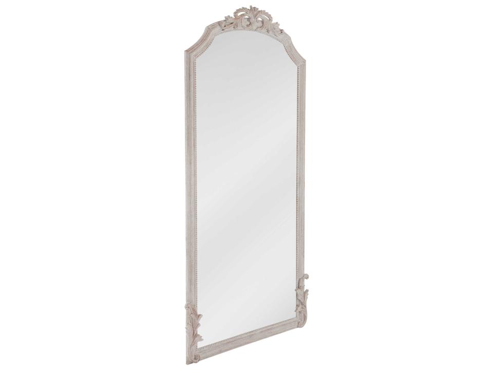 Coltrane Arched Floor Mirror in Distressed White Wood
