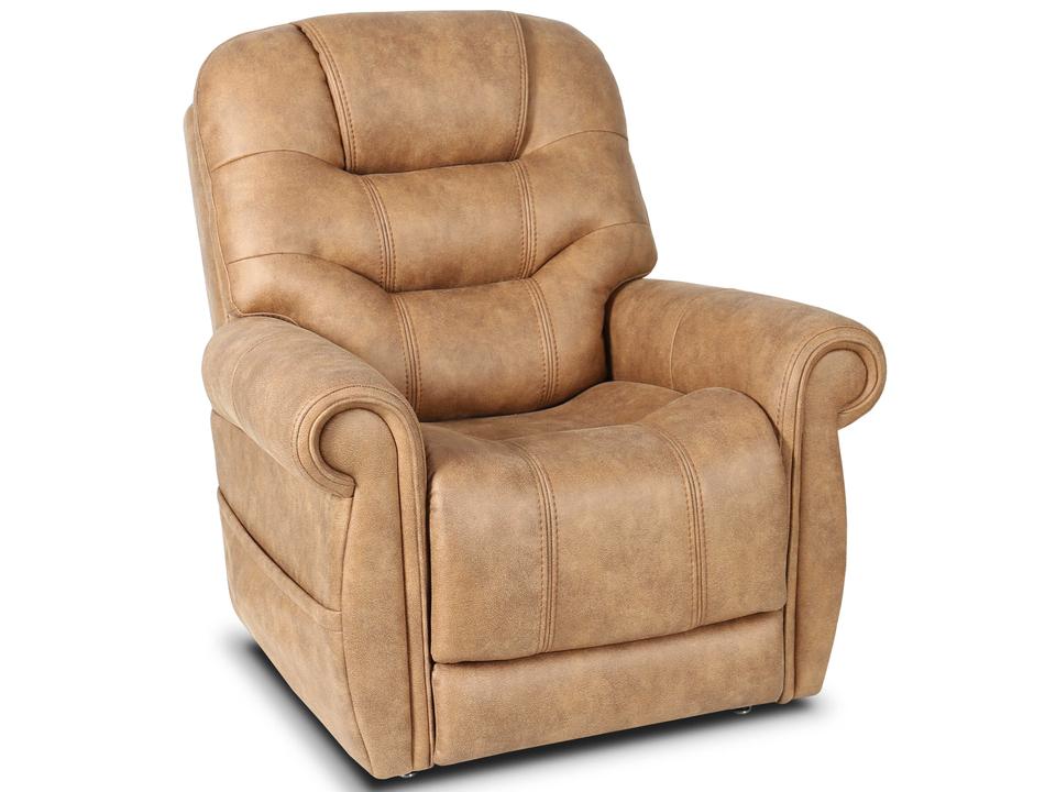 Lux Recline & Lift Lucas Canyon Silt Tan Upholstered Recliner