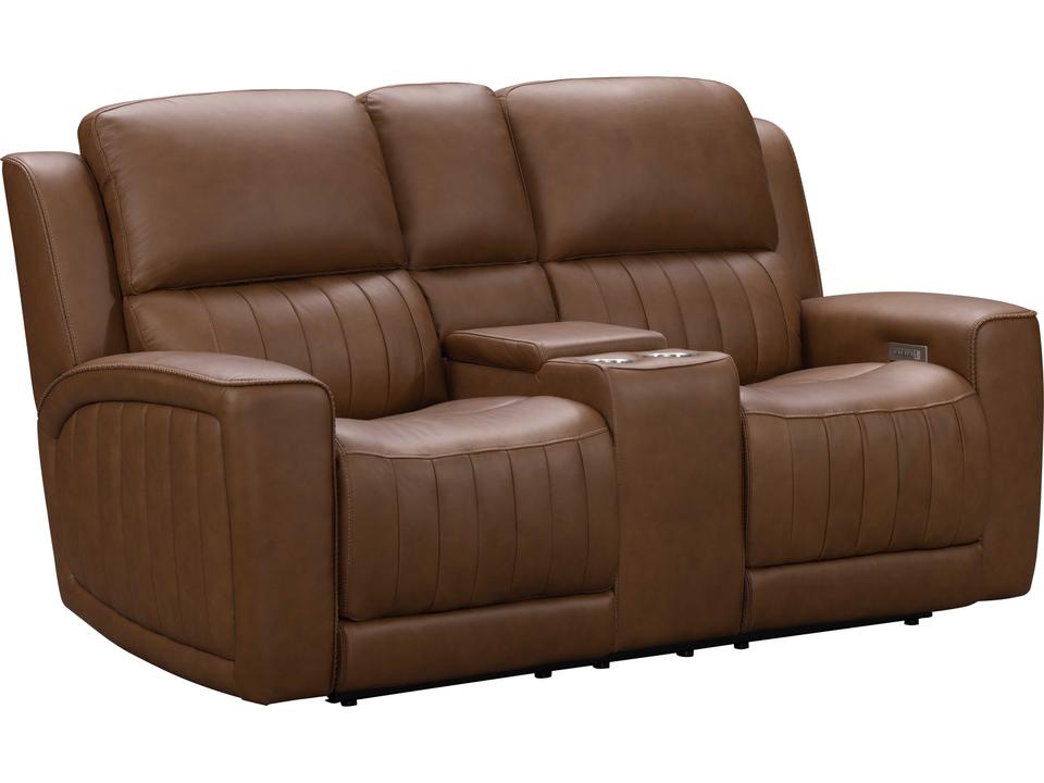 Pierce Zero Gravity Power Reclining Loveseat with Power Head Rest Lumbar and Console in Homerun Cinnamon Leather
