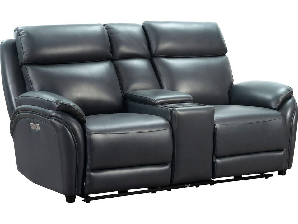 Modern Expressions Corry Pretty G Dark Blue Black Leather Loveseat