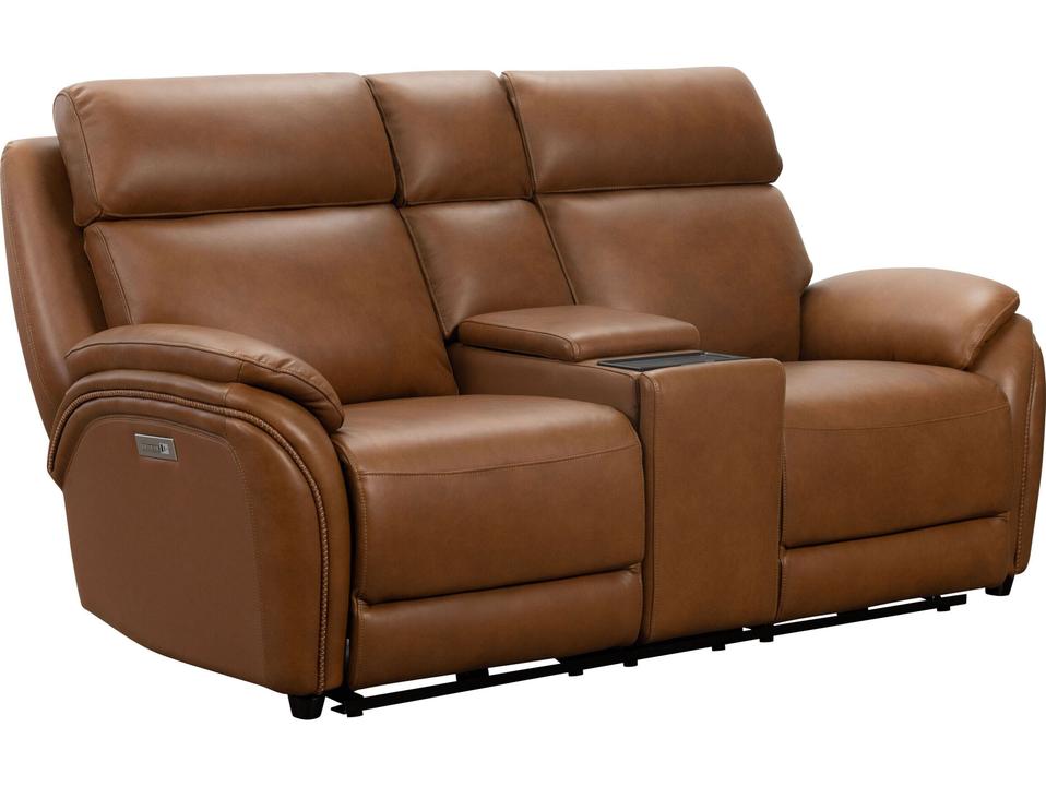 Modern Expressions Corry Simon Saddle Brown Leather Loveseat