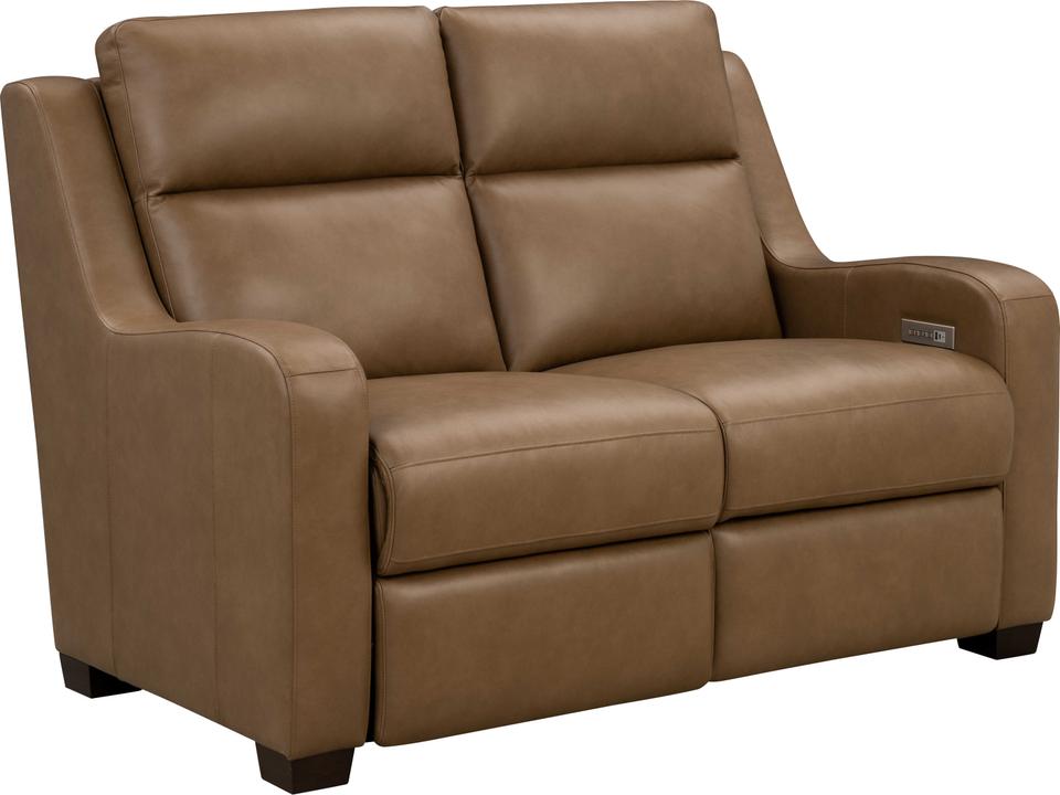 Ayden Power Reclining Leather Loveseat in Hillwood Toffee