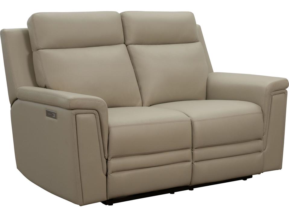 Modern Expressions Harper Berlin Taupe Beige Leather Loveseat