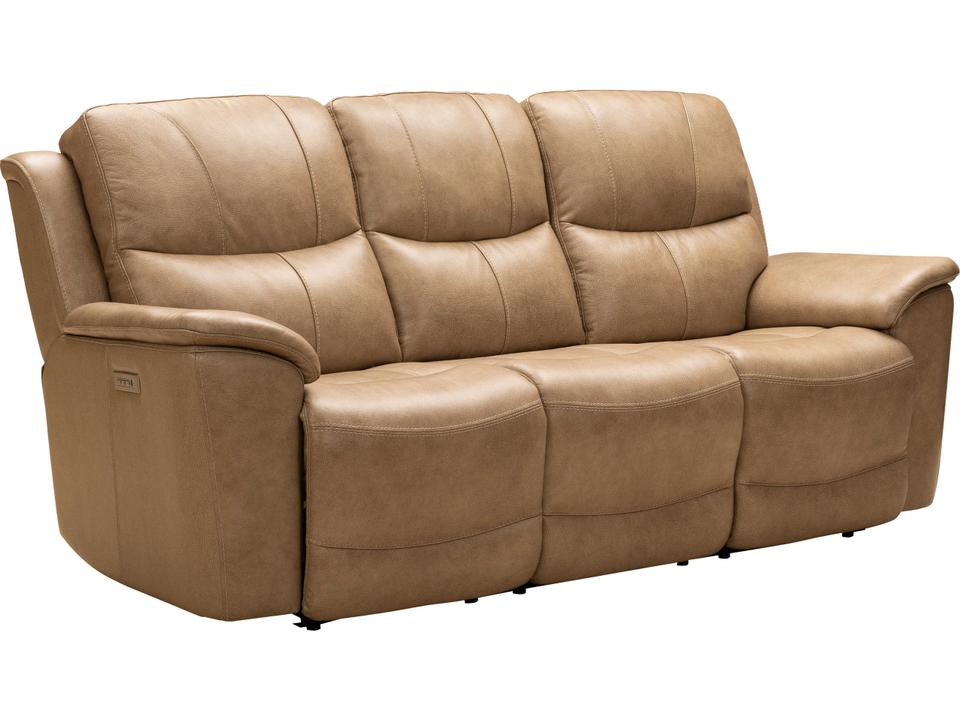 Kaden 3-Seat Power Reclining Sofa with Lumbar in Taupe Leather