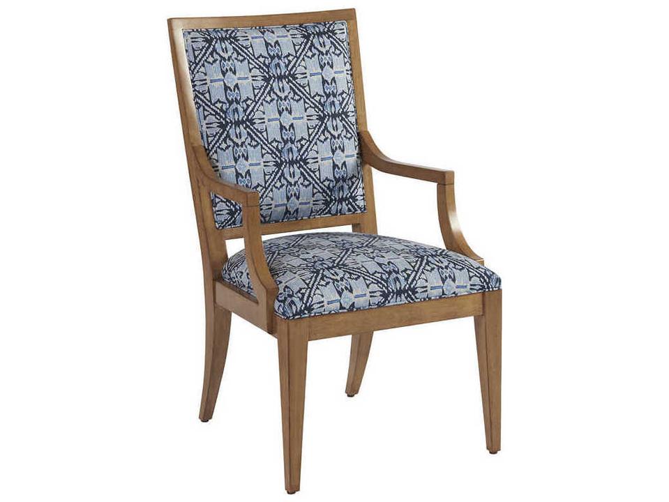 Newport Eastbluff Upholstered Arm Dining Chair in Blue with Sandstone Finish
