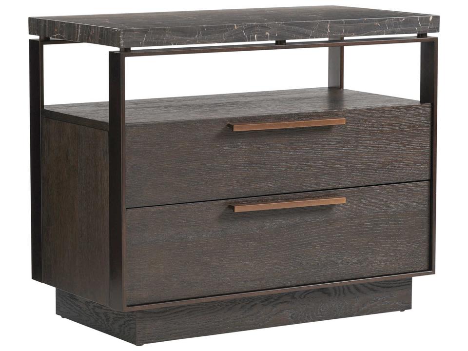 Empire Pass 2-Drawer Alpine Marble Top Nightstand
