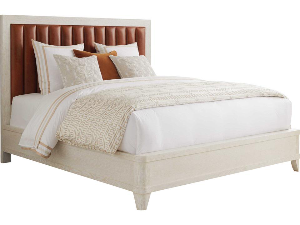 Cambria King Upholstered Bed in Burnished Tan Leather