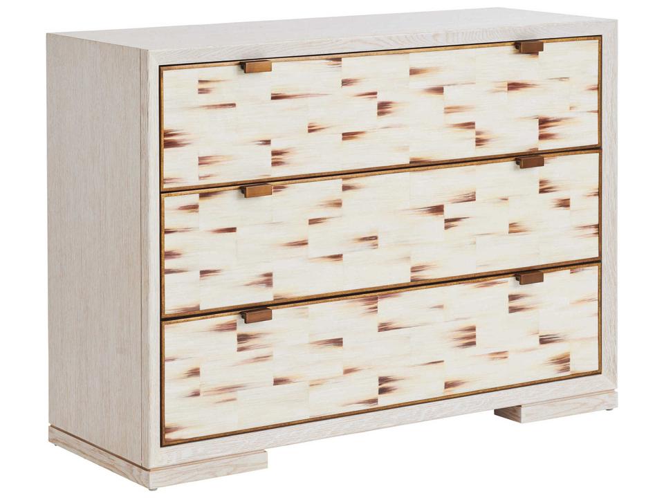 Carmel Dry Creek 3-Drawer Accent Chest in Winter White and Faux Horn