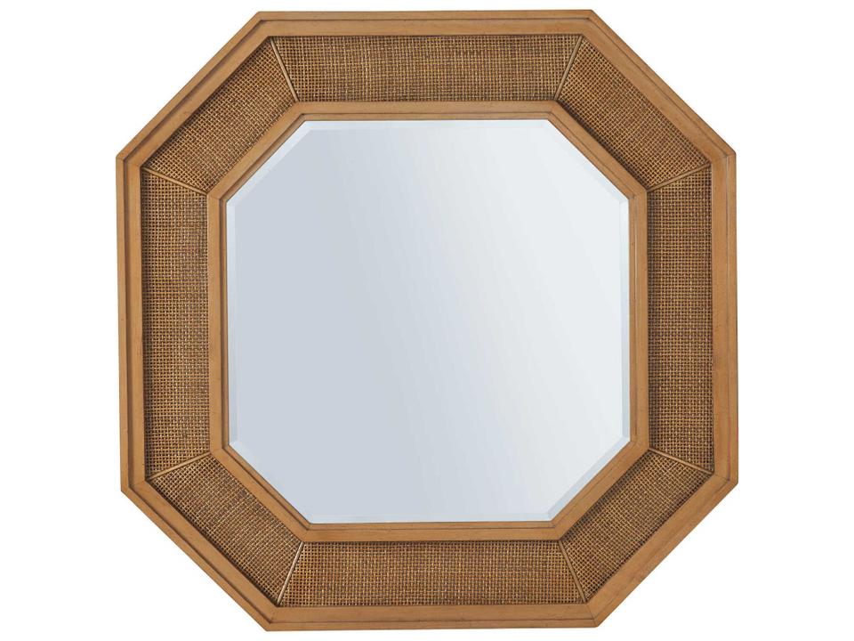 Laguna Thalia Octagonal Wall Mirror in Wood and Cane