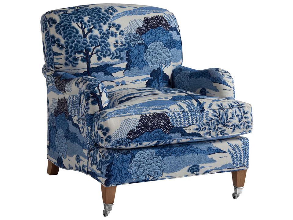 Sydney Upholstered Fabric Accent Chair with Pewter Casters