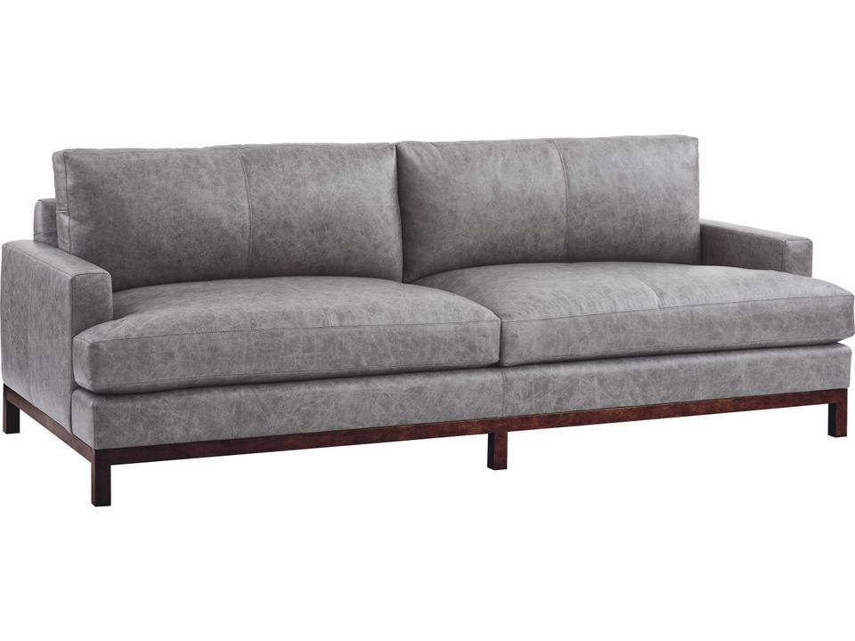 Upholstery Horizon 2-Seat Leather Sofa with Bronze Metal Base