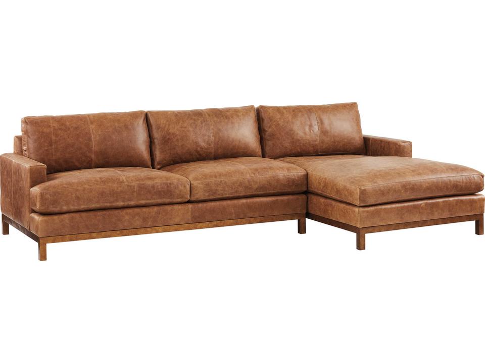Horizon 2-Piece Modular Leather Sectional with Down Cushions