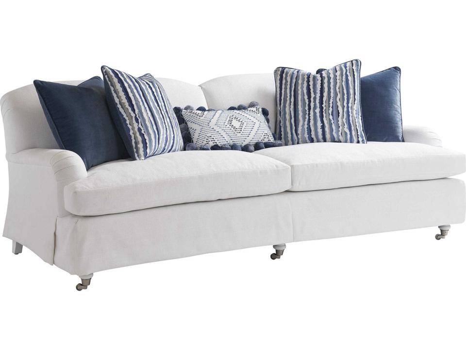 Athos 3-Seat Upholstered Tight Back Sofa with Pewter Casters