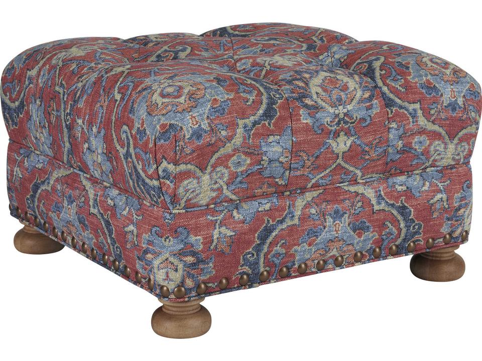 Winslow Upholstered Ottoman with Shell Finish and Nailhead Trim