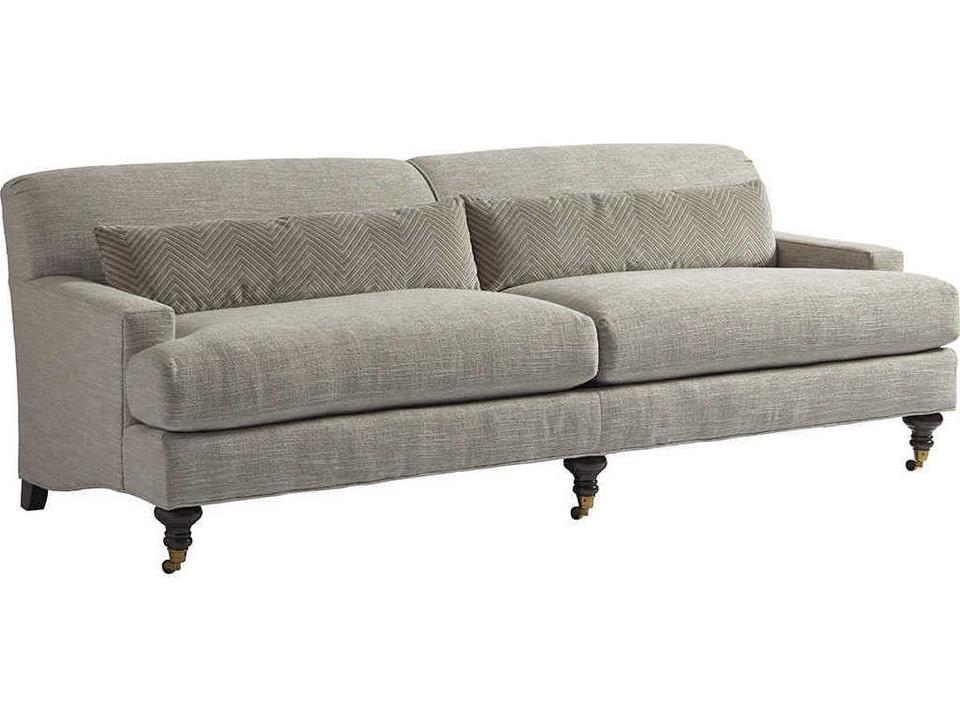 Oxford 3-Seat Upholstered Sofa with Track Arms and Brass Casters