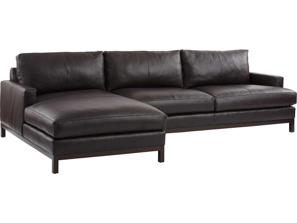 Horizon 4-Seat Leather Sectional Sofa with Calais Brass Base