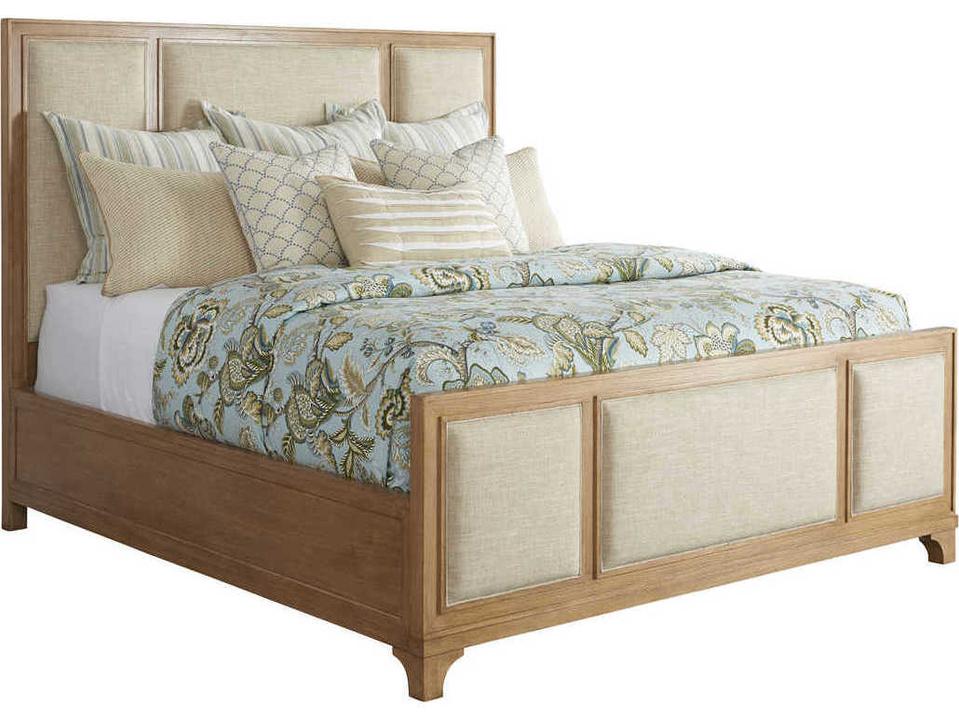 Newport King Upholstered Panel Bed in Sandstone Finish