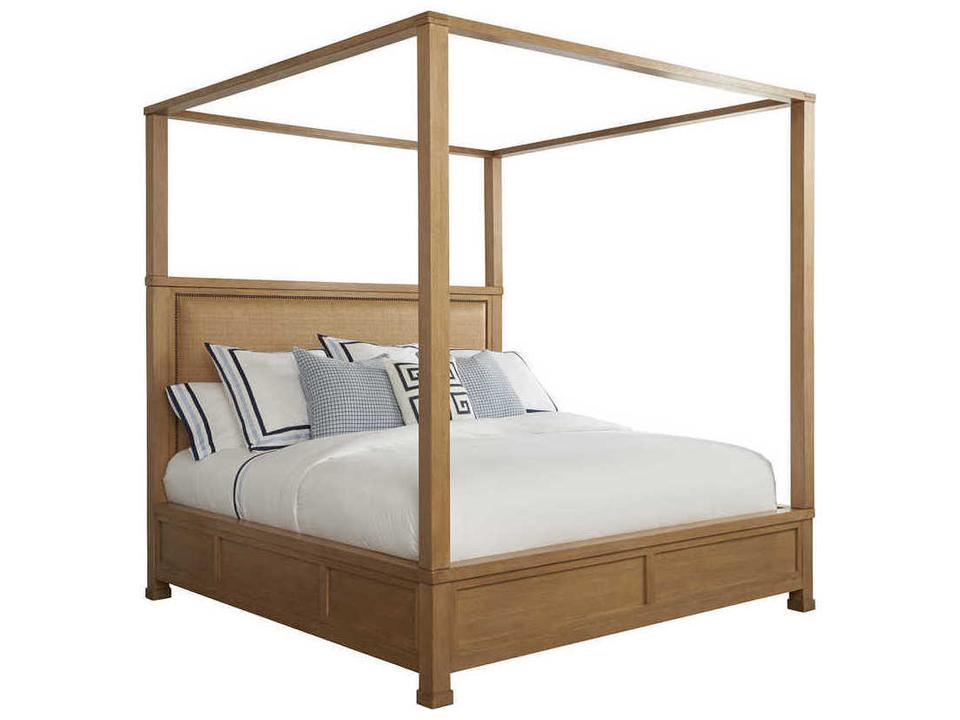 Shorecliff California King Canopy Bed in Sandstone Finish