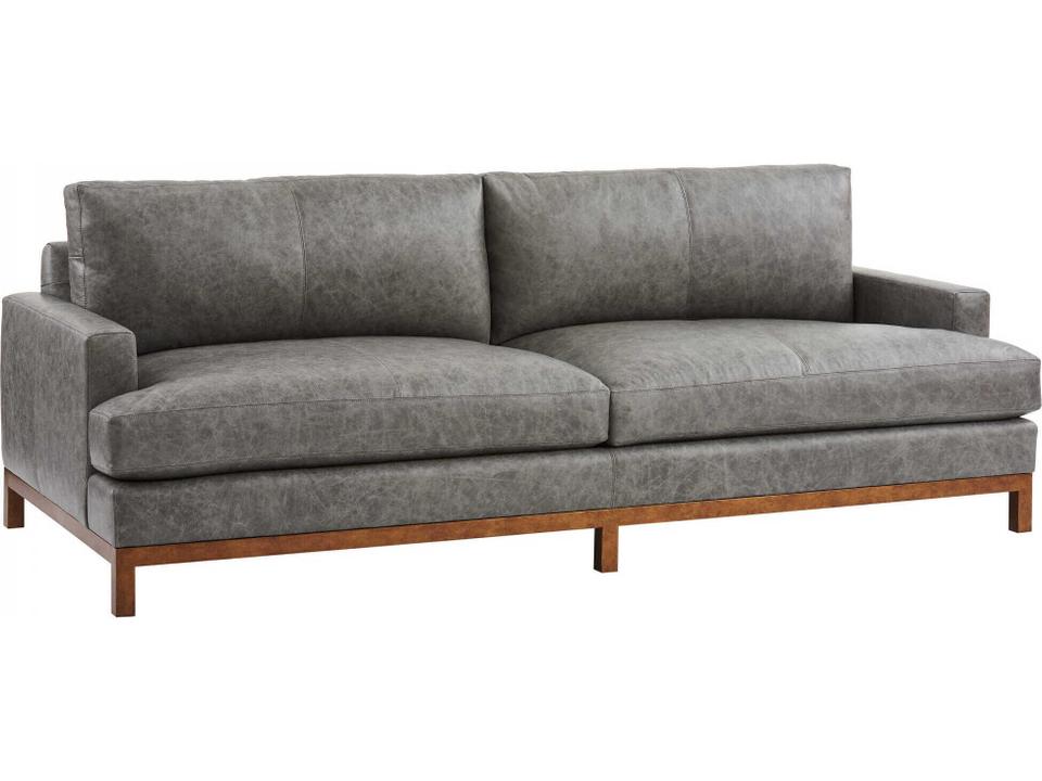 Horizon 3-Seat Leather Sofa with Calais Brass Metal Base