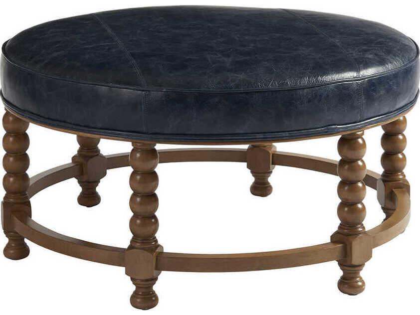 Naples Leather Cocktail Ottoman in Laguna Sands