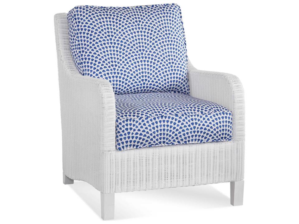 Braxton Culler Tangier Outdoor Lounge Armchair in White PE Wicker and Aluminum