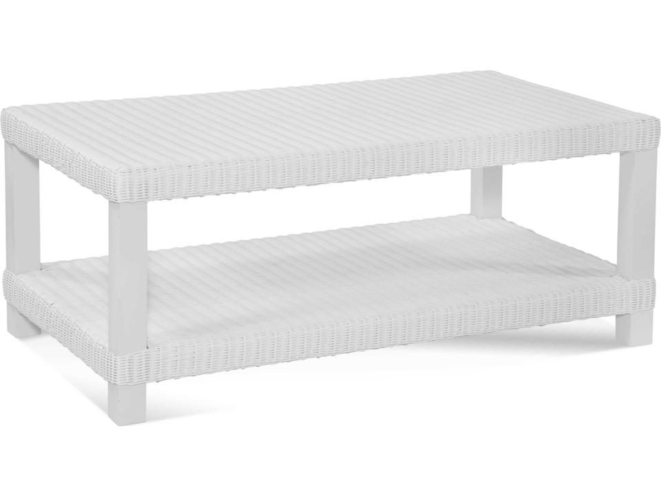 Tangier 44-Inch Rectangular Aluminum Resin Coffee Table in White