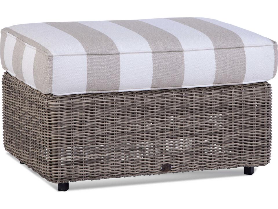 Paradise Bay Driftwood PE Aluminum Ottoman with Cushion