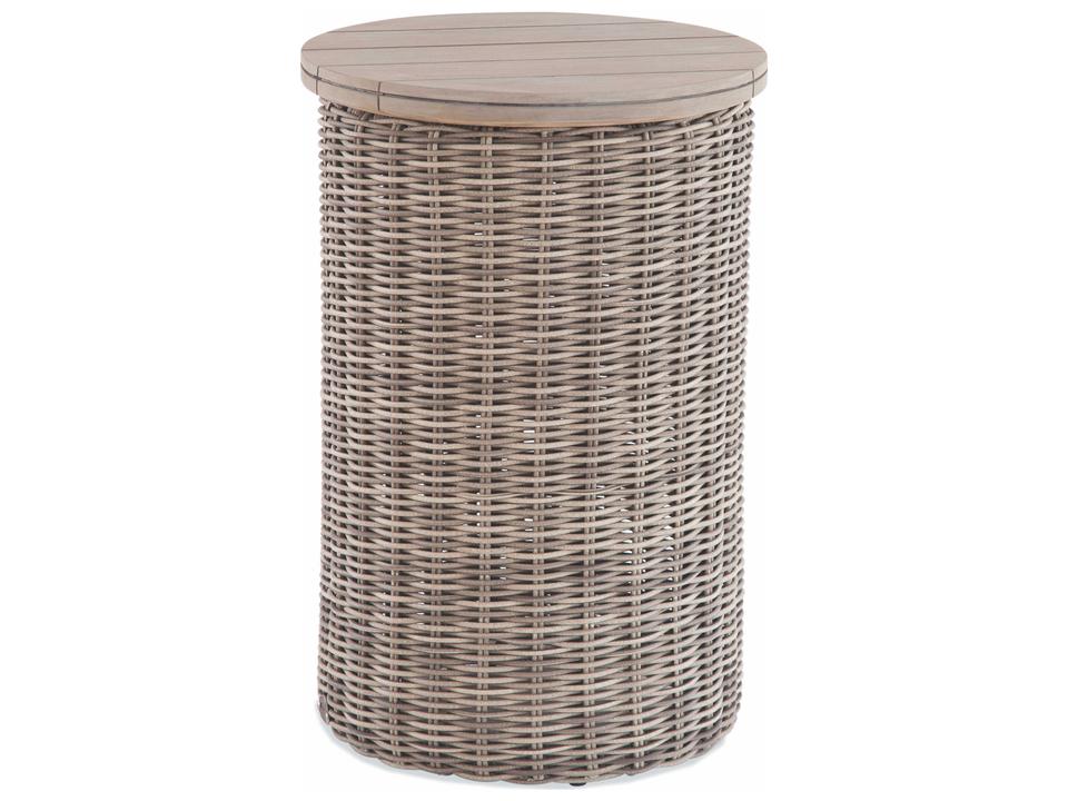 Paradise Bay 16-Inch Round Teak Wicker End Table in Driftwood