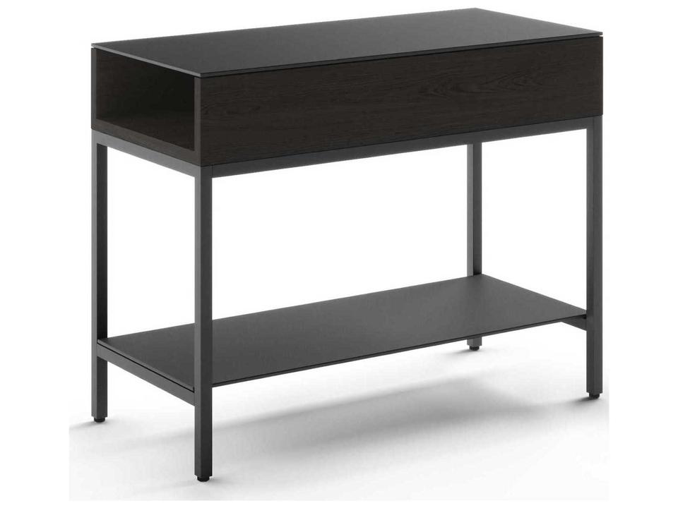 Reveal End Table in Charcoal Stained Ash with Glass Top