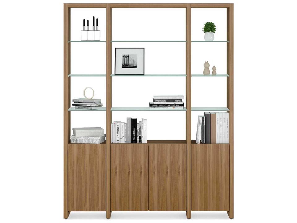 Linea 66-Inch Three-Shelf System Modern Bookcase