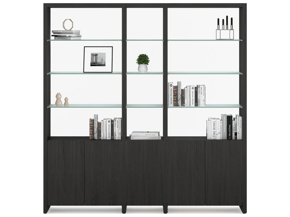 Linea 81 Inch 3 Shelf System Charcoal Stained Ash Bookcase
