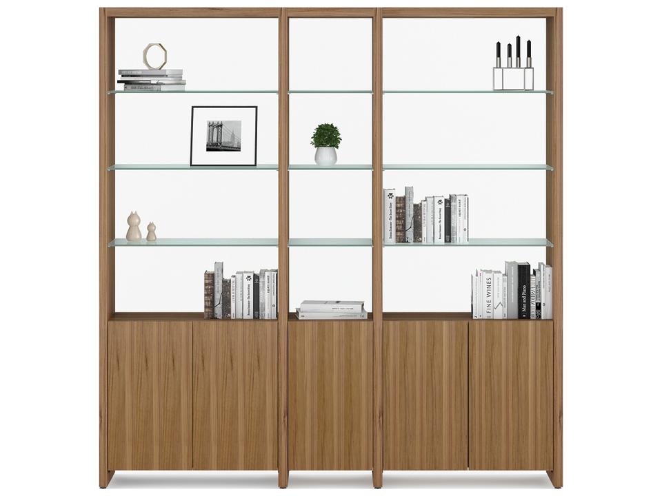 Linea 81-Inch Three-Shelf System Modern Bookcase